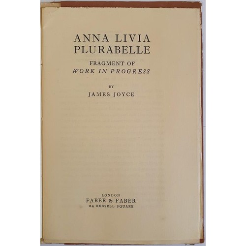 453 - James Joyce; Anna Livia Plurabelle, Fragment of Work in Progress (Criterion Miscellany No 15), first... 