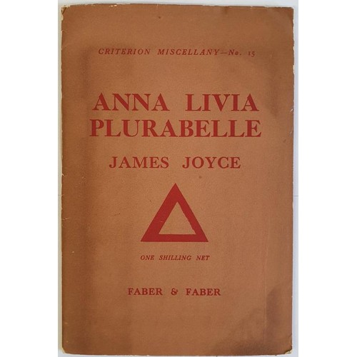 453 - James Joyce; Anna Livia Plurabelle, Fragment of Work in Progress (Criterion Miscellany No 15), first... 