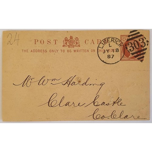 457 - Early Limerick Clare Postcard. Limerick merchant Michael Egan to William Harding, merchant Clarecast... 