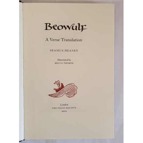 494 - Beowulf. A Verse Translation. Seamus Heaney, London: Folio Society, 2010. quarter-leather binding wi... 