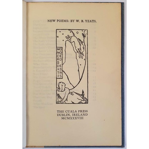 568 - W. B. Yeats. New Poems. 1938. Cuala Press. Limited edition. (450) Original Quarter linen, blue cloth... 