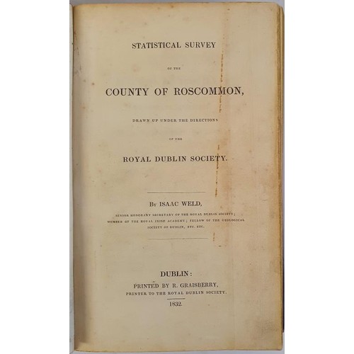 48 - Isaac Weld 'Statistical Survey of the County of Roscommon' 1832. 1st Edition. Map. Half Calf