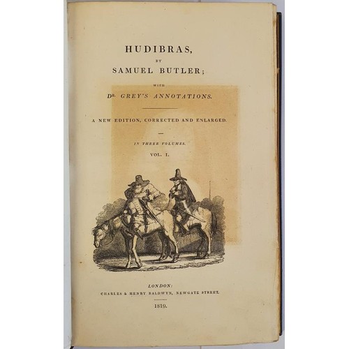 154 - Hudibras - A New Edition Corrected and Enlarged Butler, Samuel with Dr Grey's Annotations 3 Volumes ... 