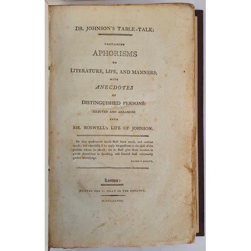 167 - Dr. Johnson's Table talk : containing aphorisms on literature, life, and manners; with anecdotes of ... 