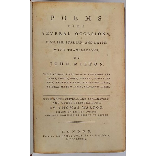 203 - Poems Upon Several Occasions English, Italian and Latin with Translations With Notes, Critical and E... 