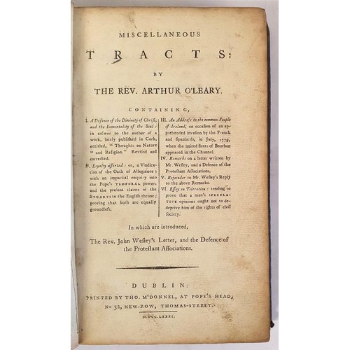 207 - Rev. Arthur O'Leary, Miscellaneous Tracts, Containing I - A Defence of the Divinity of Christ and th... 