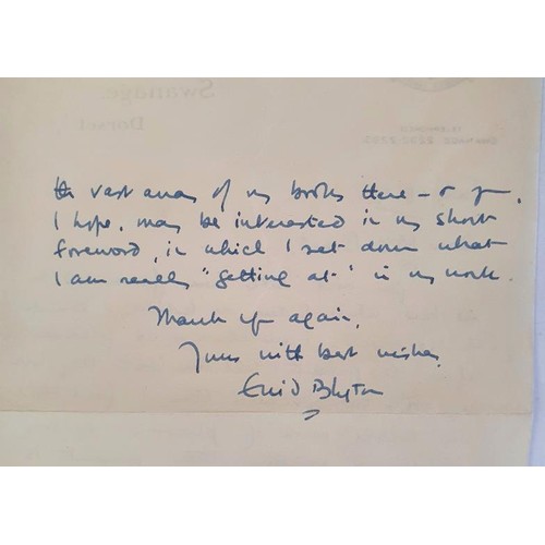 224 - Enid Blyton – Original handwritten letter, signed by Enid Blyton, original envelope also prese... 