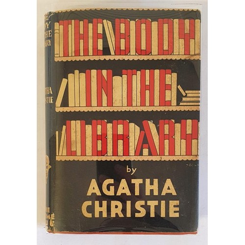 Agatha Christie - The Body in the Library, published by The Crime Club, London, 1942. First UK Edition, First Printing. Pp. 160. A true first edition, first printing (first impression) with [1942] and no statement of reprint. Orange cloth, light fading to spine ends, shadow of dust jacket text on boards, in original dust jacket which is not price-clipped (7s 6d net), A scarce wartime title, and rare in the original jacket.