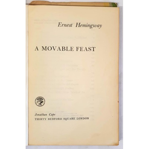 235 - A Moveable Feast ( UK proof copy in proof d/j ) Hemingway, Ernest Published by Jonathan Cape, UK, 19... 