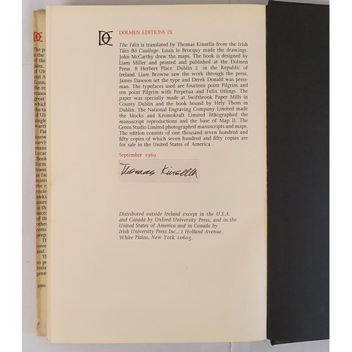 250 - Thomas Kinsella, Louis Le Brocquy - THE TAIN. Published 1969. Signed by Thomas Kinsella) Published b... 