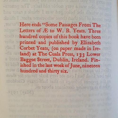 372 - Some Passages From The Letters of AE to W.B. Yeats. Cuala Press. 1936. Limited edition (300) Origina... 