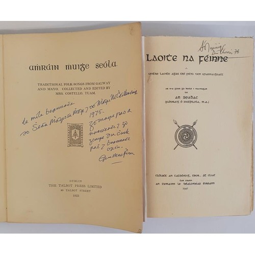 395 - Irish Language: Laoithe Na Féinne by An Seabac, 1941; Amráin Muige Seóla- Tradi... 