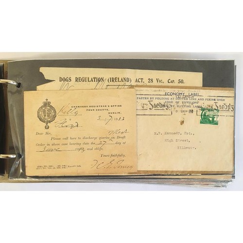 438 - Kilkenny Postal History. Collection of approximately 70 individual items in album. Correspondence an... 