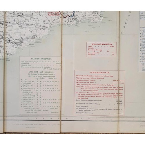 460 - MAP OF THE CANAL SYSTEMS & NAVIGABLE RIVERS OF IRELAND, 1906. Published by The Director General ... 