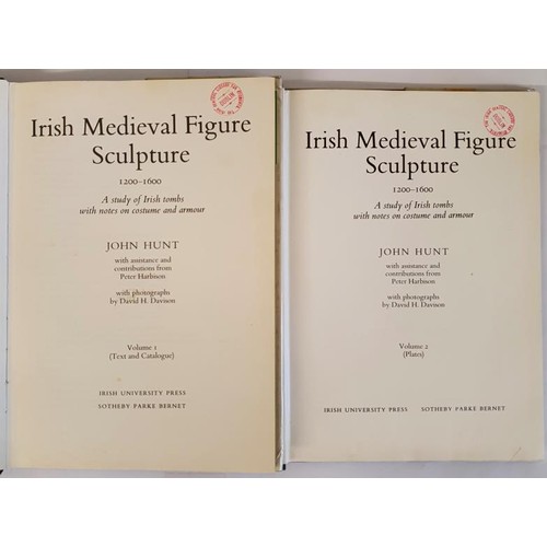 486 - Irish Medieval Figure Sculpture 1200 to 1600. John Hunt. Irish University Press. 2 volumes. Large fo... 