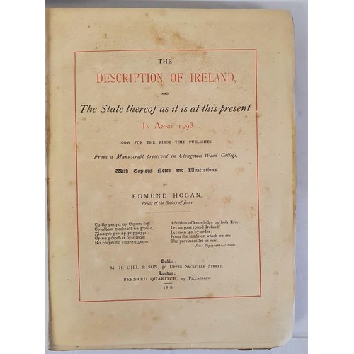 496 - The Description of Ireland and The State thereof as it is at this present in Anno 1598, now for the ... 