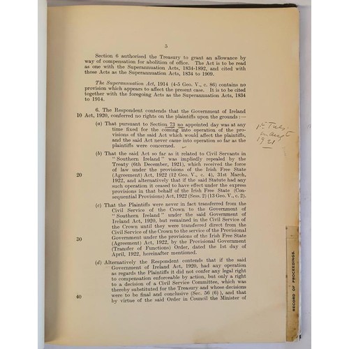 508 - Record of proceedings, for the Wigg-Cochrane case in the supreme court of Saorstat Eireann.1926. Han... 