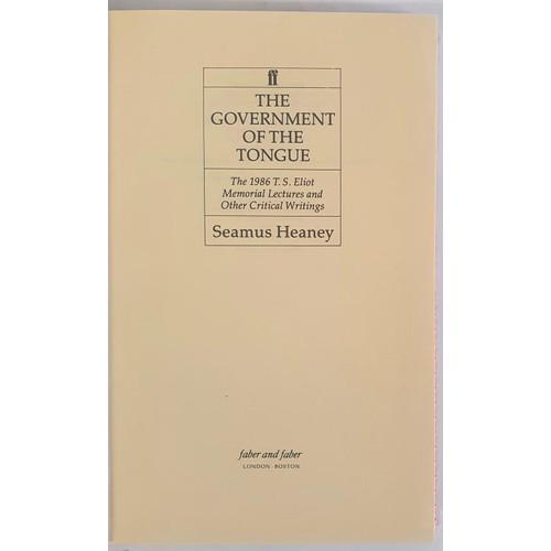 526 - Seamus Heaney: The Government of the Tongue, 1st Edition (HB)