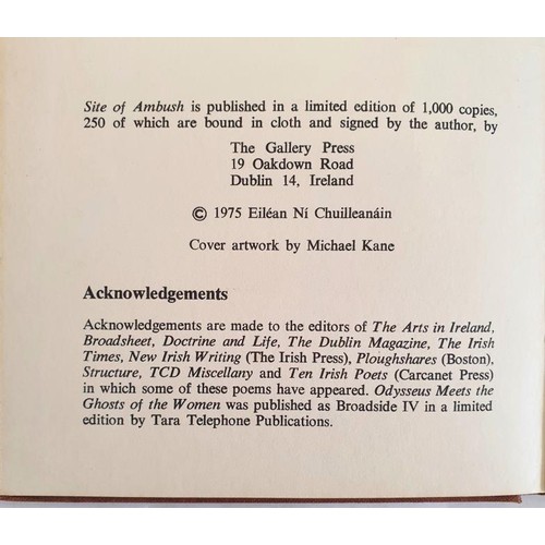 538 - Eiléan Ní Chuilleanáin; Acts and Monuments, Signed first edition, French flaps,... 