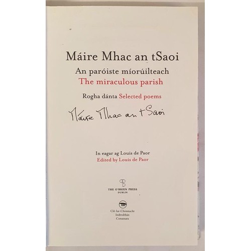 545 - Máire Mhac an tSaoi. The Miraculous Parish. SIGNED by the author, 2011