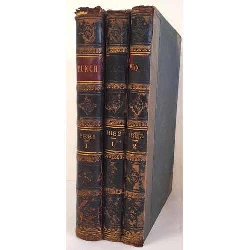 596 - Punch Magazines - 3 vols. for the years 1880, 81 & 82. Quarter calf.