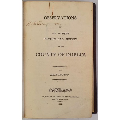 36 - Observations on Mr Archer's Statistical Survey of the County of Dublin Classic by Hely Dutton. Grais... 