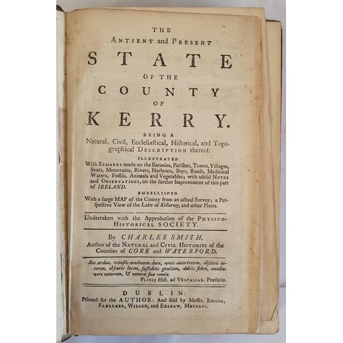 51 - C. Smith 'The Ancient and Present State of the County of Kerry' 1756. 1st edition. Maps and Plates. ... 