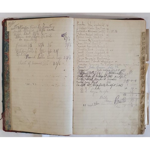 63 - Manuscript Ledger: W Hurley & Sons. Earliest entry 1907, last entry 1929,detailing building work... 