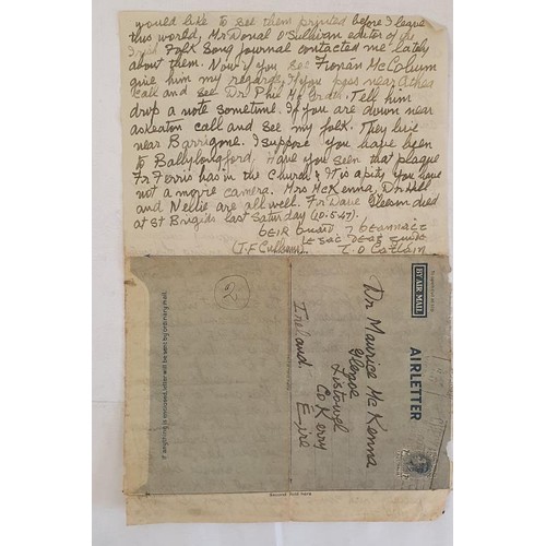 98 - Listowel Interest - A manuscript letter from T F Culhane (Kerry author) whilst living in Melbourne t... 