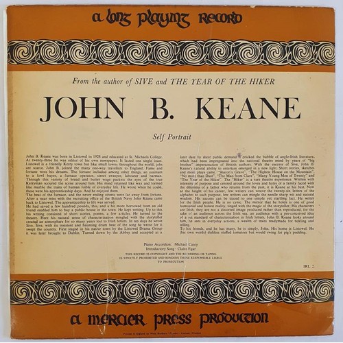 109 - John B. Keane; Self Portrait, a long playing record, signed & dedicated on album cover by John B... 