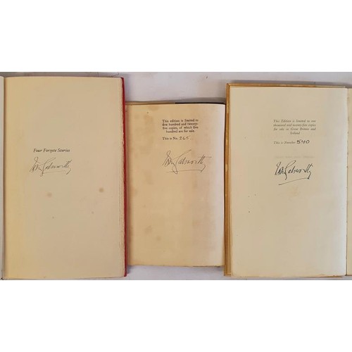 244 - Galsworthy, John. Three SIGNED Limited Editions. Two Forsythe Interludes, 1927; Four Forsythe Storie... 