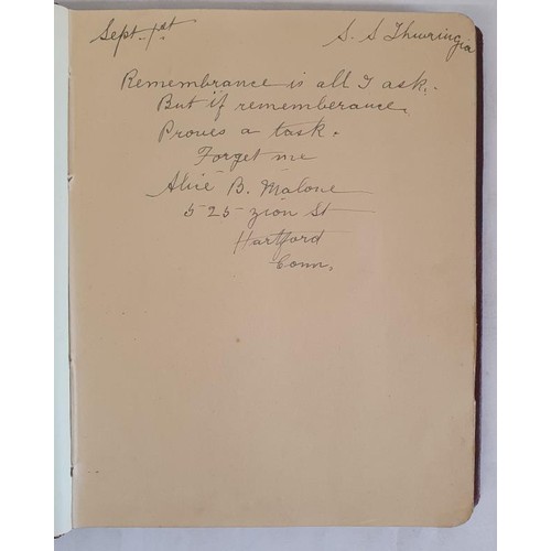 320 - Autograph Book. Soldiers Of Cumann na mBan Card Signed by Eámonn De Valera; an eight verse ty... 