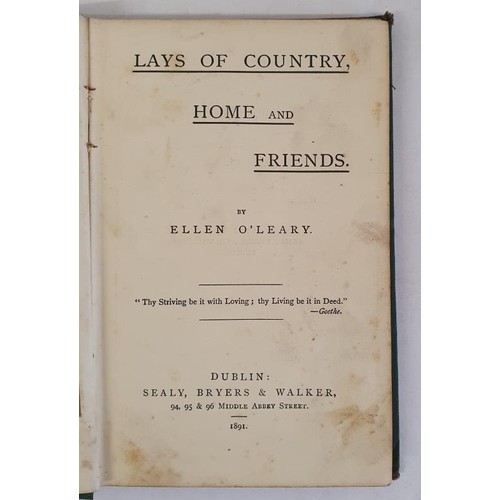 341 - Lays Of Country, Home And Friends by Ellen O Leary, Sealy, Bryers Walker, 1891, original picture as ... 