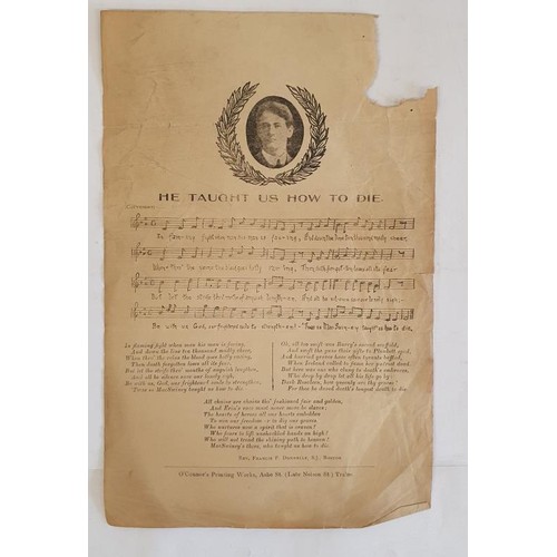 363 - Broadside ballad featuring score and lyrics for 'He taught us how to die', concerning the death of T... 