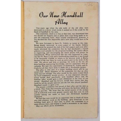 399 - A Hundred Years Of Handballing 1869-1969. Loughmacrory, Co. Tyrone. Souvenir Programme. 14pp. with l... 