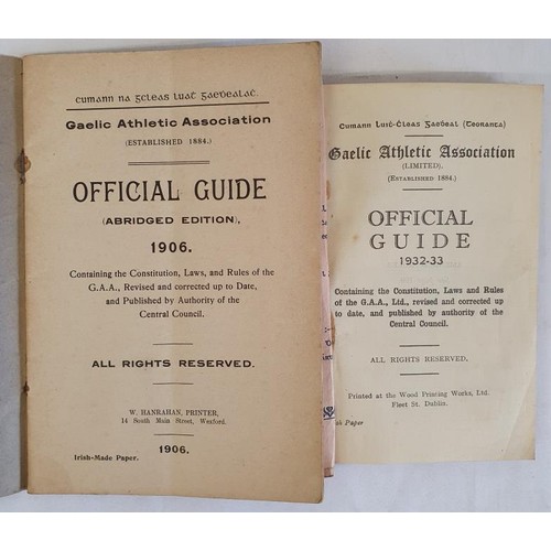 400 - Gaelic Athletic Association, Official Guide, Abridged Edition, 1906. W. Hanrahan, Printer, 14 South ... 