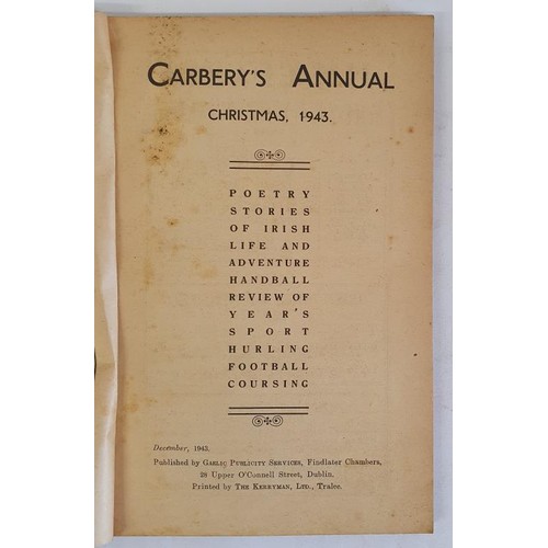 404 - Carbery’s Annual 1943-44. Stories, Poetry, Handball, Folklore, Pastimes, Hurling, Football, Co... 