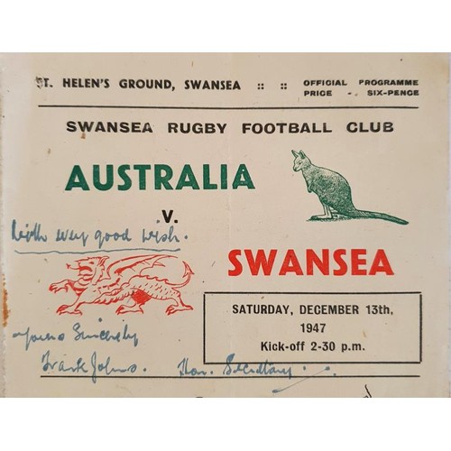 412 - A selection of Irish Rugby Programmes 1940s – 1950s, some signed, c.36 plus celebratory dinner... 