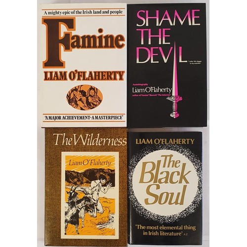 529 - [4 books signed by Liam O’Flaherty]. Famine; The Black Soul; Shame the Devil and The Wildernes... 