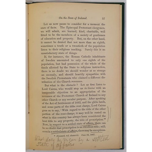 536 - Russell, John Earl. A Letter To The Right Hon. Chichester Fortescue, M.P. on The State Of Ireland. (... 