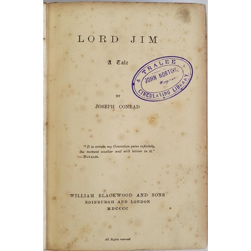 590 - Lord Jim CONRAD Joseph Published by William Blackwood and Sons, Edinburgh and London, 1900. 1st Ed.W... 