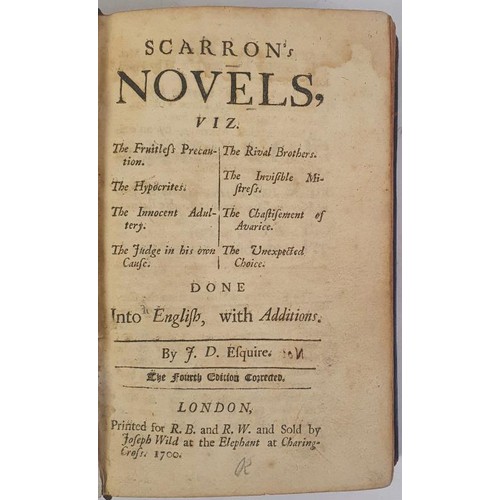 598 - Scarron's novels: Fruitless Precaution. Hypocrites. Innocent adultery. Judge in his own cause. Rival... 