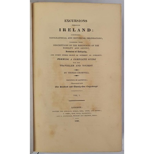 609 - Thomas Cromwell. Excursions Through Ireland. 1820. First editon. Three volumes in one. Numerous stee... 