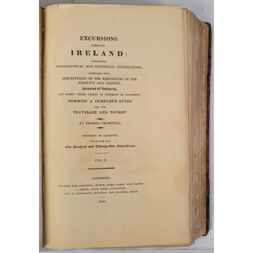 609 - Thomas Cromwell. Excursions Through Ireland. 1820. First editon. Three volumes in one. Numerous stee... 