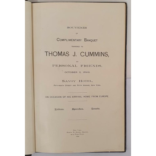 18 - Thomas J Cummins- Political Writer and Journalist; Souvenir of Complimentary Banquet by his Personal... 