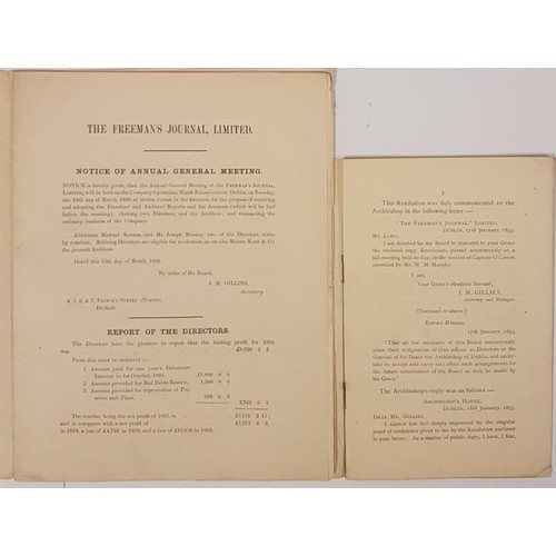 111 - Letters from the Archbishop of Dublin. March 1893 to the Directors of the Freemans Journal and other... 