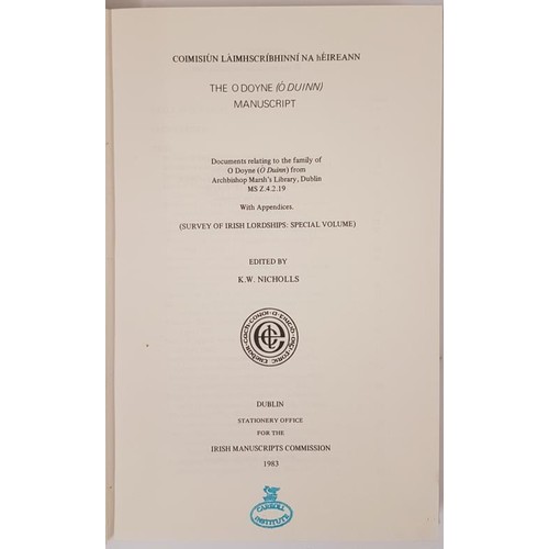 341 - K. W. Nicholls. The O’Doyne (O Duinn) Manuscript. 1983. Folding genealogical tables relating to Laoi... 