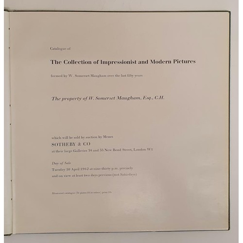 396 - Sotheby's catalogue of the Art collection of Somerset Maugham for sale by public auction 1oth April,... 