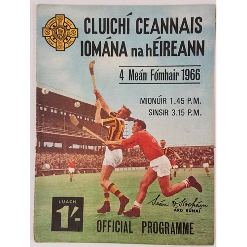 401 - G.A.A.: 1966 All Ireland Hurling Final between Kilkenny & Cork Match Programme. September 4th. P... 