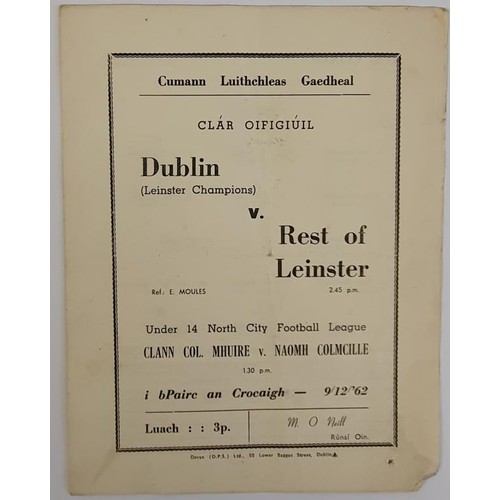 404 - GAA: Official programme Dublin v Rest of Leinster December 1962